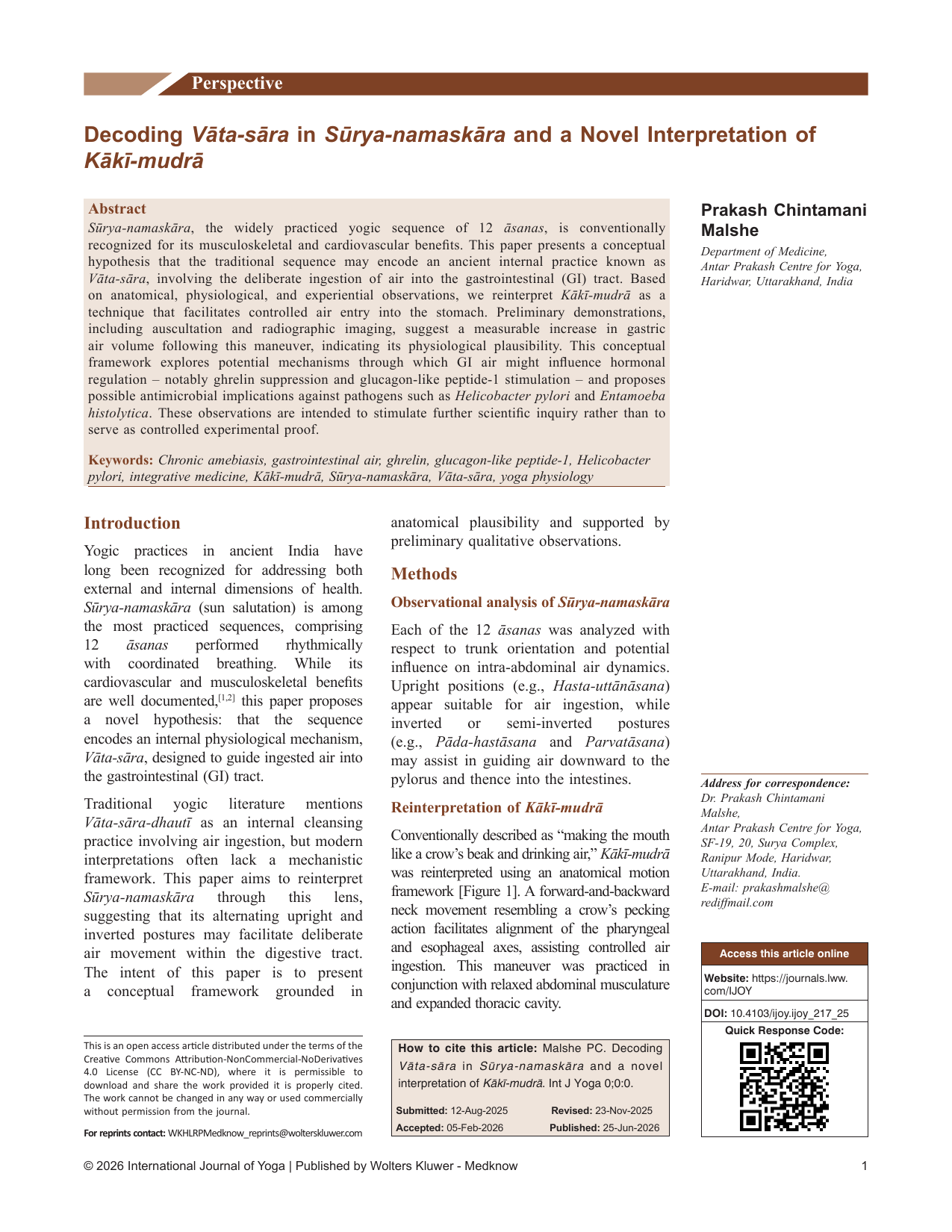 Decoding Vata-sara in Surya-namaskara and a Novel Interpretation of Kaki-mudra